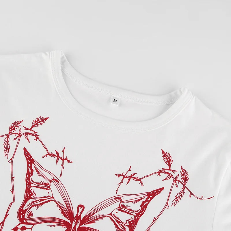 Crimson Butterfly Crop Tee