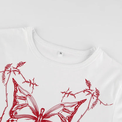 Crimson Butterfly Crop Tee