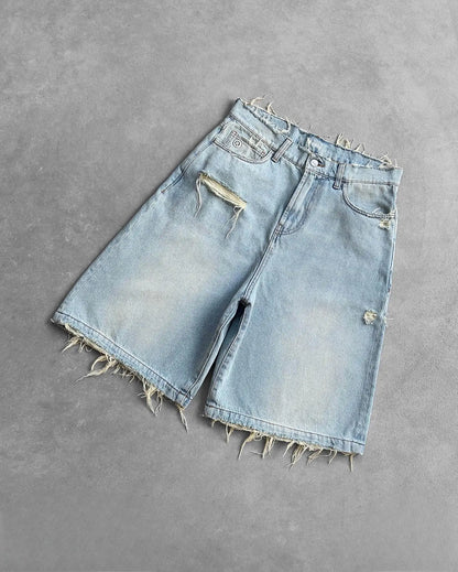 Distressed Wide-Leg Denim Jeans