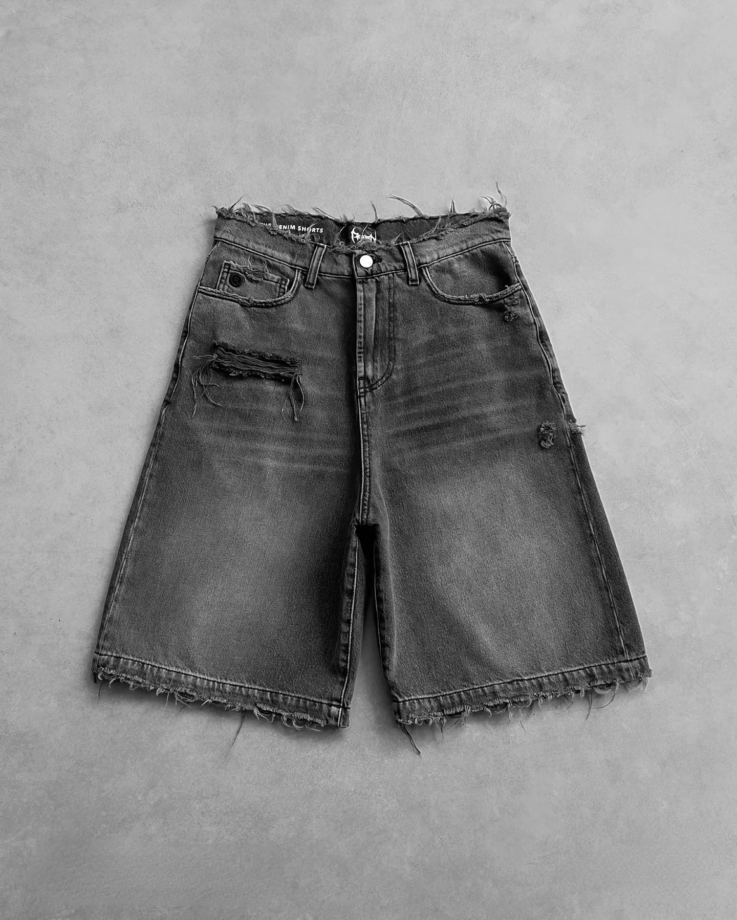 Distressed Wide-Leg Denim Jeans