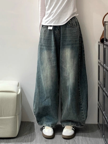 Vintage Wide Leg Washed Denim Jeans